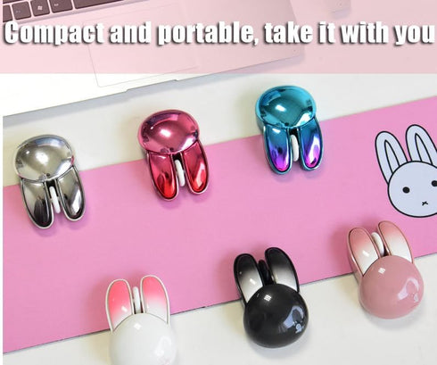 Wireless Mouse Cute Bunny Bluetooth Dual-Mode Computer Mouse Small Quiet USB Optical Silent Kawaii Rabbit Travel Cordless Mice for PC Laptop Compu...