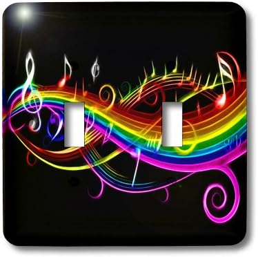 3dRose lsp_167166_2 Music Notes in Neon Rainbow Colors Toggle Switch, Multicolor...
