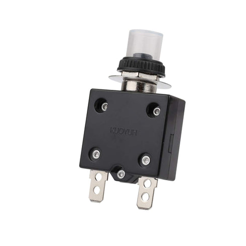 98-40A Thermal Circuit Breaker Overload Protector, 40Amp Push Button Manual Reset Circuit Breaker 32V DC 125/250VAC 50/60Hz with Quick Connect Ter...