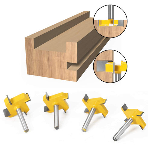 Mesee 4 Pieces 4-Wing Spoilboard Surfacing Router Bit Set, 1/4 Inch Shank Rabbet Slot Router Bits Wood Surface Flattening Cutter Woodworking Plane...
