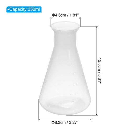 PATIKIL 250ml Plastic Erlenmeyer Flask, 1 Pack Wide Mouth Conical Flask for Laboratory, Clear...