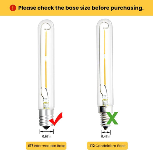 Bonlux LED T6.5 Exit Sign Clear Light Bulbs, 2W E17 Intermediate Base T6.5 LED Appliance Bulb (20W Incandescent Equivalent) for Refrigerator Freez...