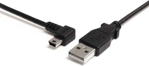StarTech.com 6 ft. (1.8 m) Left Angle Mini USB Cable - USB 2.0 A to Left Angle Mini B - Black - Mini USB Cable (USB2HABM6LA)...