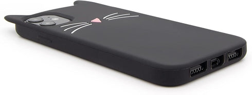 Cute Black Whisker Cat iPhone 11 Case, Kitty Cat 3D Funny Cartoon Animals Soft Silicone Full Protection Shockproof Cases Cover Skin for Kids Girls...