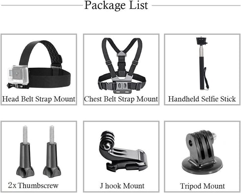 VVHOOY 3 in 1 Universal Action Camera Accessories Kit - Head Strap Mount/Chest Harness/Selfie stick Compatible with Gopro Hero 13 12 11 10 9 8 7 6...