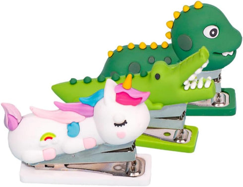 3pcs Mini Staplers for Desk, Kids Cartoon Stapler Crocodile Dinosaur, Handheld Fun Stapler for Kids Home Office...