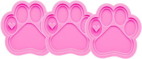 3pc Shiny Paw with Heart Resin Silicone Mold, Dog Paw Print Keychain Mould Crafts Epoxy Resin with 10PC Key Ring(DY0292+DY0292+DY0292)...