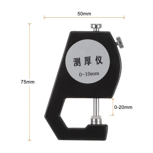 Thickness Gauge 0-10mm | 0.1mm Mechanical Dial Thickness Tester Handheld Measurement Tool Flat Head for Leather, Paper, Sheet Metal, Black...