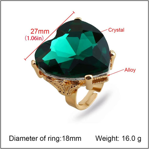 Big Diamond Heart Promise Open Band Ring for Women Girls Vintage CZ Gold Plated Adjustable Expandable Geometric Statement Rings Comfort Fit Fashio...