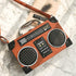 Vintage Radio Clutch Handbag Leather Top Handle Crossbody Shoulder Bag...