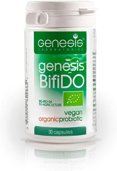 Genesis Bifido Bio Vegan Probiotic with Lactobacillus and Bifidobacterium Strains may support Gut Helth, Digestion, Immune system 250 Mg per capsu...
