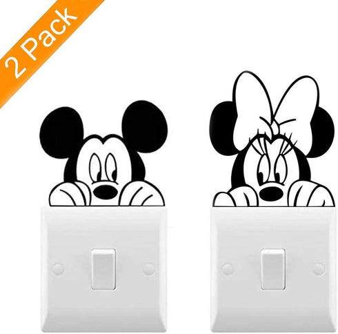 Light Switch Cool Decals | Baby room Stickers (9 x 3.5, Mickey & Minnie)...