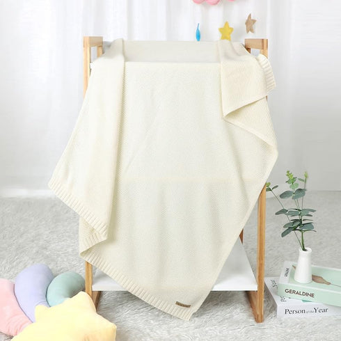 Baby Blanket Boy Girl Cotton Knitted Soft Swaddling Receiving Baby Blankets for Newborn Toddler Crib Stroller White 30 x 40 Inch...