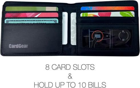 Premium Canvas RFID Blocking Full Size Bifold Wallet with 8 Slots, 1 Key Pocket, and Cash Divider, Come with Kraft Gift Box (Denim Blue)...