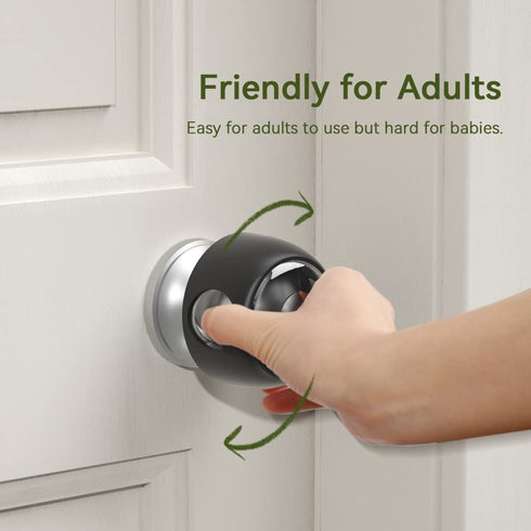 EUDEMON 4 Pack Updated Door Knob Cover Baby Safety Door Lock Childproof Safety Cover Door Handle Cover for Kids Safety (Clear-Black)...