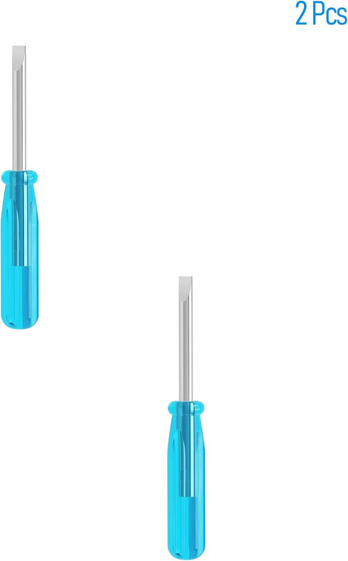 2PCS Mini Slotted Screwdriver, 2mm Flat Head for Watch Eyeglasses Electronics Toy Repair, Non-magnetic, 1.77"(45mm) Total Length (Blue Handle)...