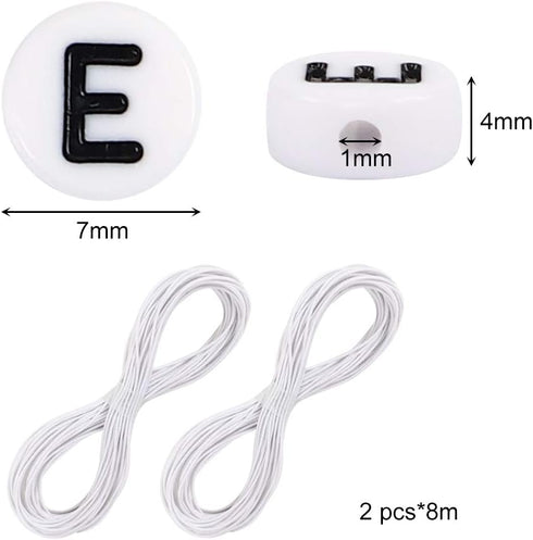 JPSOR 600pcs White Round Letter Beads for Jewelry Making Acrylic Alphabet Beads Bracelets Kit for DIY Necklaces Key Chains Making...