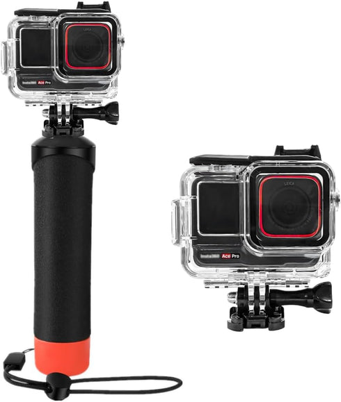 Waterproof Case&Floating Hand Grip Compatible with Insta360 Ace Pro, Protective Underwater Dive Housing Shell with Bracket Accessories for Insta36...