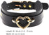 Punk Leather Goth Choker Collar Adjustable Rock PU Leather Choker Necklaces Cosplay Jewelry Vintage Necklaces - Black with Gold Heart...