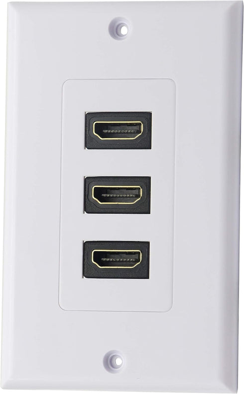 zdyCGTime 3-Port HDMI 2.0 Decorative Wall Plate - HDMI, Component, Composite Audio Video Wall Outlet Mount Panel, Supports 4K 60Hz, Perfect for Pr...