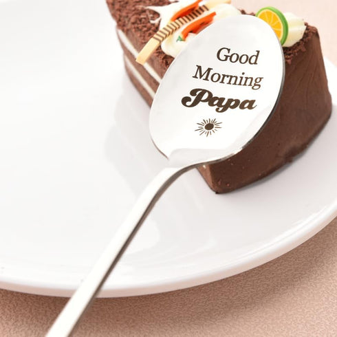 Papa Gifts from Grandkids Good Morning Papa Spoon Gifts for Grandpa Birthday Gifts from Granddaughter Grandson to Grandfather Christmas Gifts for ...