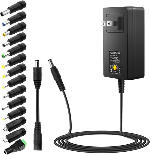 SHNITPWR 48W Universal Power Supply 9V 12V 15V 17V 19V 20V 24V Adjustable Variable AC/DC Adapter with 5.5x2.5mm Tip 100V-240V AC to DC Converter 9...