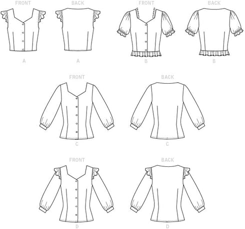 McCall Pattern Women's Gathered Cuff Blouse, Sizes 6-14 Sewing Pattern...