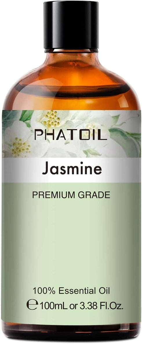 3.38FL.OZ Jasmine Essential Oil with Glass Dropper, for Aromatherapy Diffusers, Humidifiers, Great for DIY Candle and Soap Making, Huge 100ML Bott...