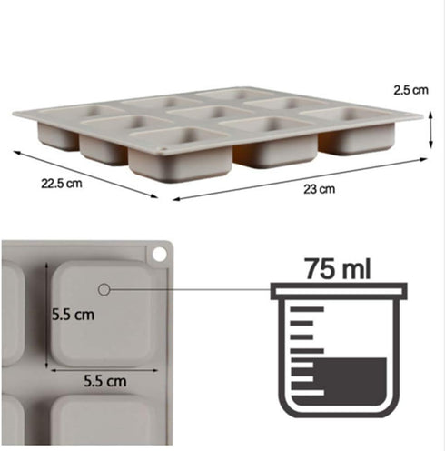 EchoDone 9 Cavities Square Soap Mold DIY Handmade Silicone Mold for Soap Making Candle Cake Baking Lotion Bar Molds...