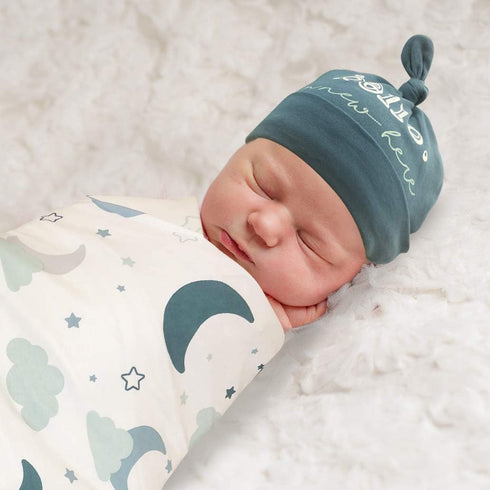 Baby Cotton Swaddle Blanket Wrap with Headband or Hat Set for Baby Girls, Boys Newborns and Infants 0-6 Months (Starry)...