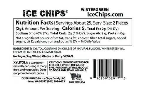 ICE CHIPS Xylitol Candy Tins 5.28 oz total (Wintergreen, 3 Pack) - Includes BAND as shown...