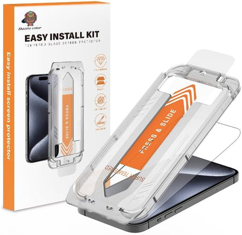 FABKITT Tempered Glass Screen Protector designed for iphone 15, (Easy Installation Kit)......