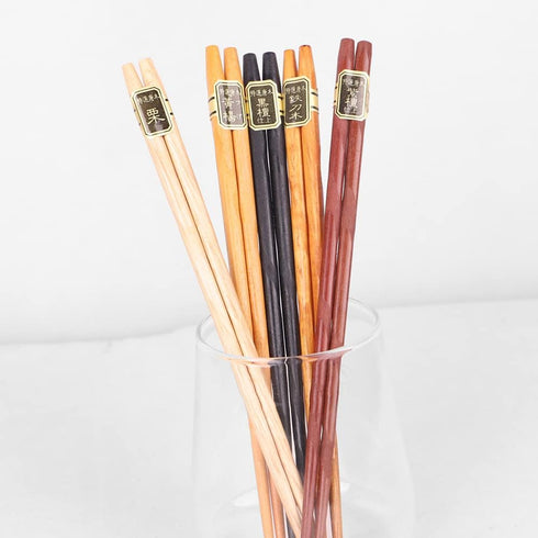 Wooden Chopsticks Reusable Japanese Style 5-Pairs Set of Natural Wood Chopsticks Gift Iron sword style 8.86 Inch...