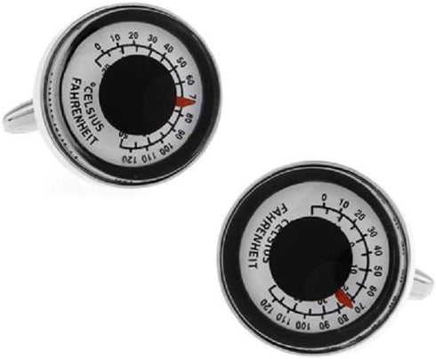 Dual Thermometer Celsius & Fahrenheit Pair Cufflinks in Presentation Gift Box & Polishing Cloth...