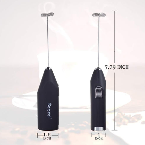 Handheld Milk Frother with Stainless Steel Whisk, Portable and Powerful Foam Maker for Morning Coffee, Latte, Cappuccino, Hot Chocolate (Black)...