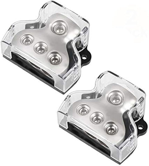 3 Way Power Distribution Block, 1x 0 Gauge in / 3X 4 Gauge Out Amp Power Distribution Ground Distributor Connecting Block for Car Amplifier Audio ...