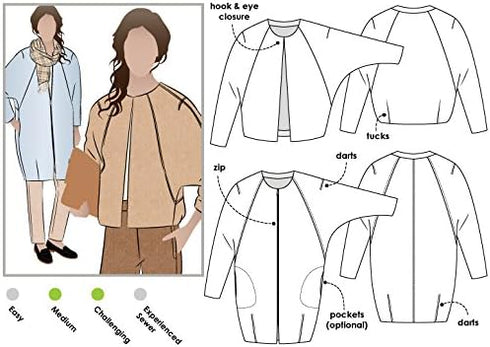 Style Arc Sewing Pattern - Alegra Jacket or Coat (Sizes 04-16)...