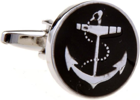 Anchor USN Pair Cufflinks in a Presentation Gift Box & Polishing Cloth...