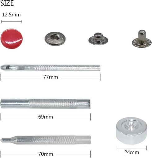 12.5 mm Snap Fastener Kit 12 Colors 120 Sets Clothing Snaps Metal Solid Snaps Buttons Kit Press Tool for Clothing Sewing and Crafting...
