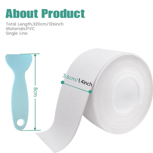 Caulk Tape White 2 Pack Waterproof Tape for Shower Toilet and Kitchen Caulking Strip Wall Edge Protector Shower Tile Sealer Adhesive sealant 1.5" ...