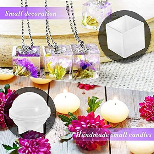 15 Pieces Crystal Resin Molds Pendulum Silicone Crystal Molds Include Pyramid, Round Cone, Sphere, Triangular Cone, Multi-Facet Gemstone Cube Resi...