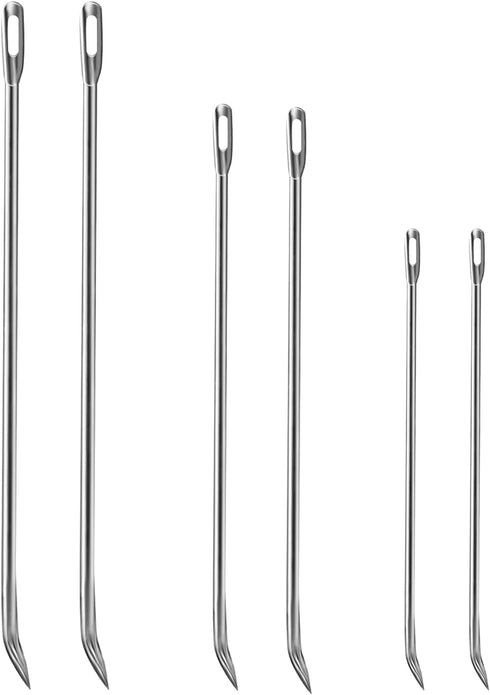 Meat Trussing Needles, Roasting Trussing Needles for Lacing Roast Turkey, Chicken, Pork Skin, Whole Hog, Lamb, and Rotisserie Pig; Two of Each Siz...