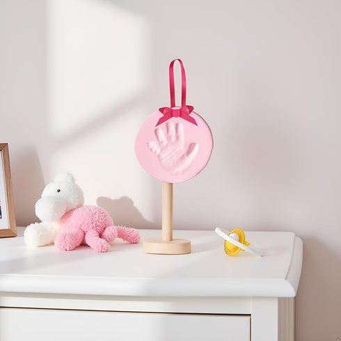 Pearhead Babyprints Baby's First Handprint or Footprint Ornament Kit, Easy No-Bake DIY Clay Impression, Christmas Baby Keepsake Gift, Pink...