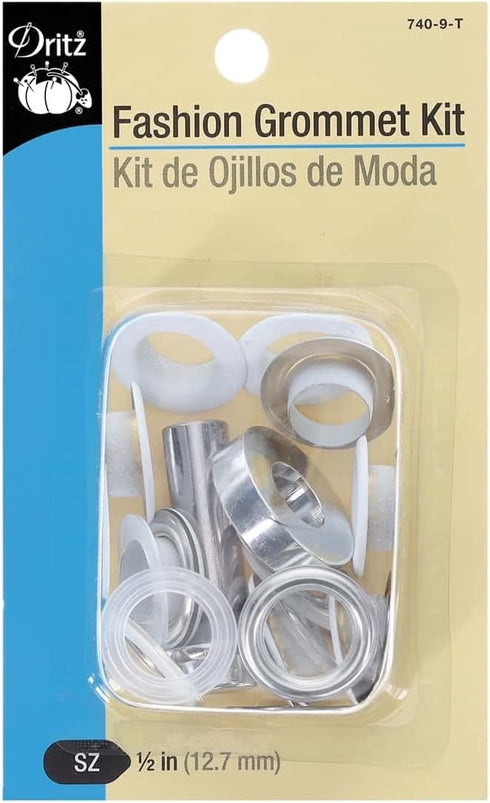 Dritz 740-9-T Fashion Grommet Kit with Tools, White, 1/2-Inch 8-Sets...