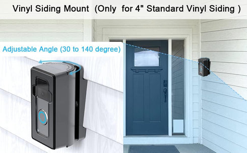 Vinyl Siding Mount Compatible with Video Doorbell 1/2/3/4, ajustable Angle 30-140 degree (4" Standard Vinyl Siding Only) Bracket for Video Doorbel...