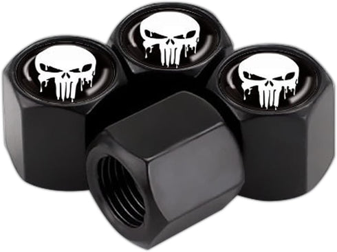 4 Pack Car Valve Stem Caps, Skull Tire Air Valve Caps for Car, Universal Tire Wheel Rim Dust Covers (Black & White)...