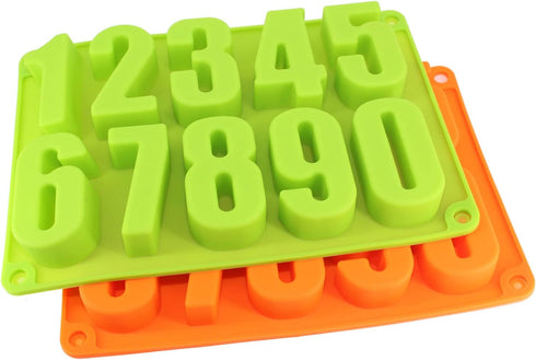 Large Silicone Number Mold 0-9 Chocolate Cake Biscuit Jewelry Gummy Baking Pan Soft and Easy to Release Crayon Handmade Soap Mold Ice Tray Mold Gr...