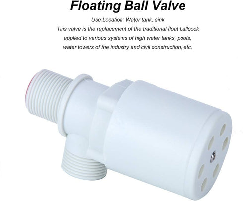 Automatic Float Valve, 3/4" Thread Water Level Control Valve Floating Ball Valve, Plastic Vertical Water Liquid Level Control Sensor Automatic wit...
