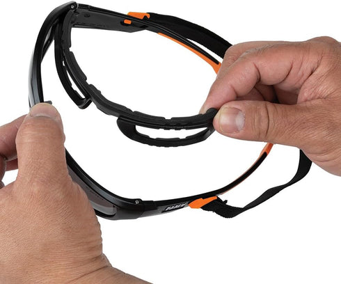 Klein Tools 60471 Safety Glasses, ANSI Z87.1+ Pro Full Frame Gasket Safety Glasses, Gray Lens, UV Protection, Anti-Fog, Scratch Resistant...