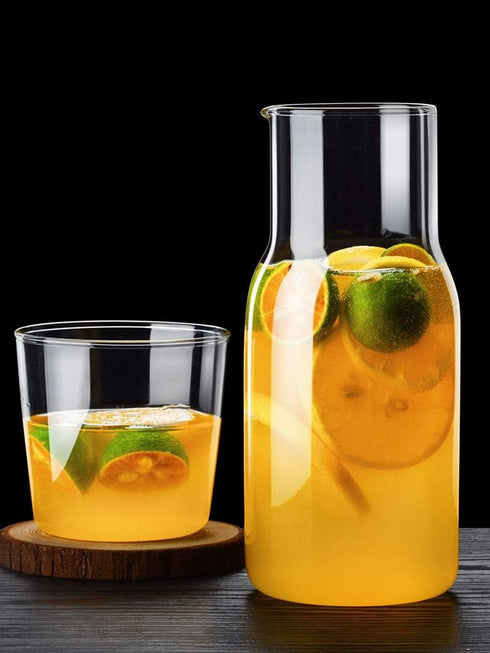 Sizikato 15 Oz Simple Clear Glass Bedside Night Water Carafe with Tumbler Glass....